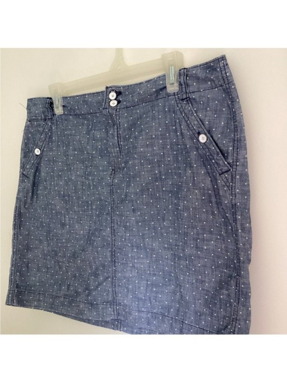 Tommy Hilfiger Blue Polka Dot Chambray Skirt Size 14 100% Cotton - Picture 2 of 7